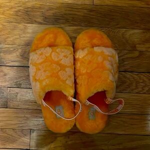 Orange 70s print Ugg sling back slippers